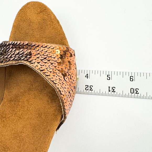 Candie's Vintage Faux Leather Sequin Clog Open Toe Stilleto Sandals 7.5 Boho y2k - Picture 9 of 13